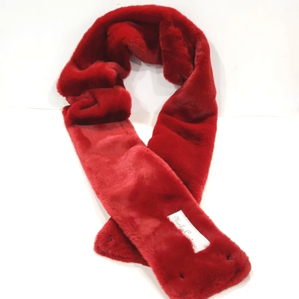 Minky Couture Luxury Plush Deep Red Scarf NWOT